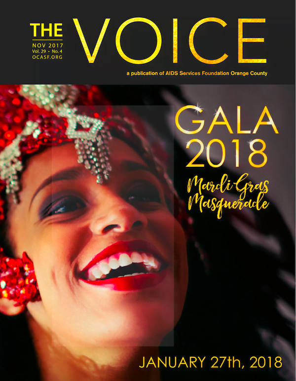 An LGBTQ+ woman at the 2018 Mardi Gras Masquerade Gala